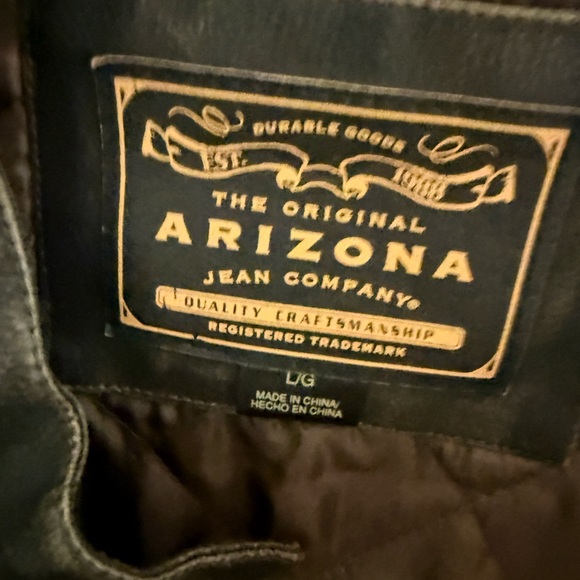 Vtg Arizona Jean Co Grunge Faux Leather Men's Racer Motorcycle Zip Jacket Sz Lrg - Picture 8 of 11